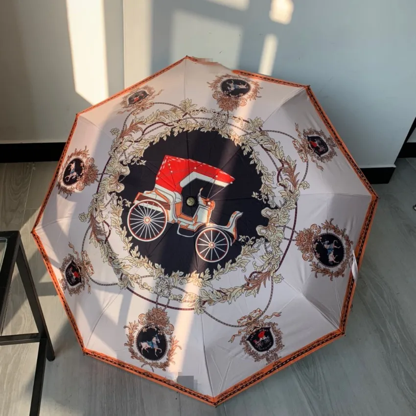 Простой полностью автоматический 3-кратный зонт с виниловым покрытием, анти-УФ-зонтик, солнцезащитный козырек от дождя и дождя, заводской магазин двойного назначения
