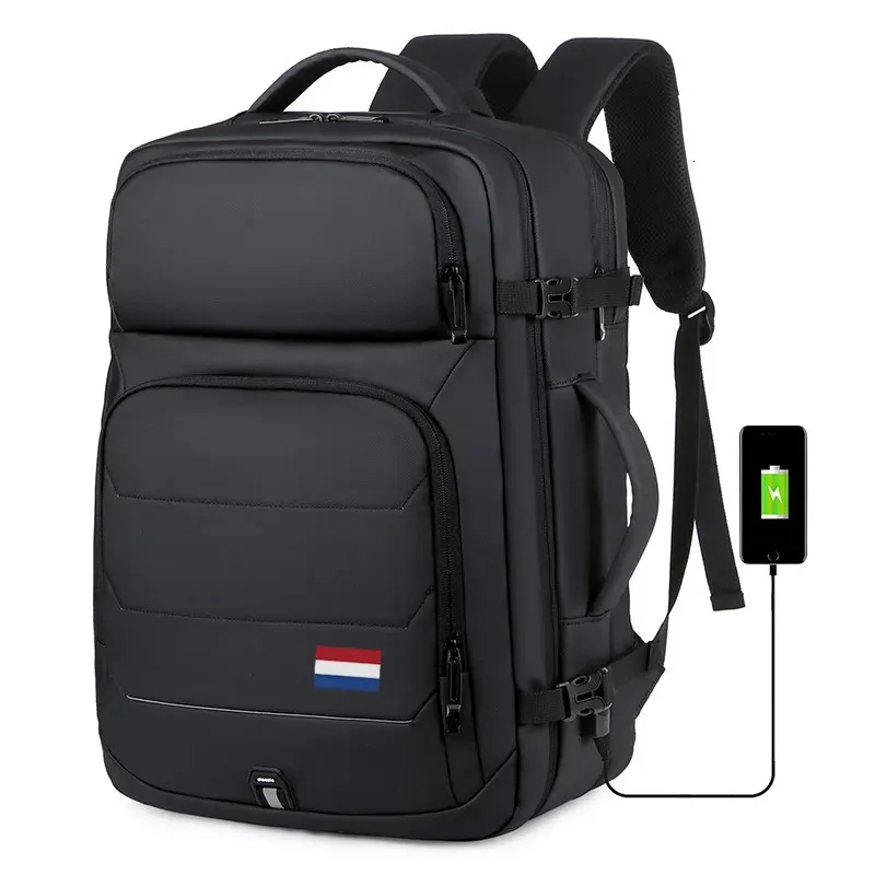 Sac à dos drapeau national 40L sacs à dos extensibles Port de chargement USB sac pour ordinateur portable 17 pouces étanche sac de voyage d'affaires multifonctionnel suisse 231031