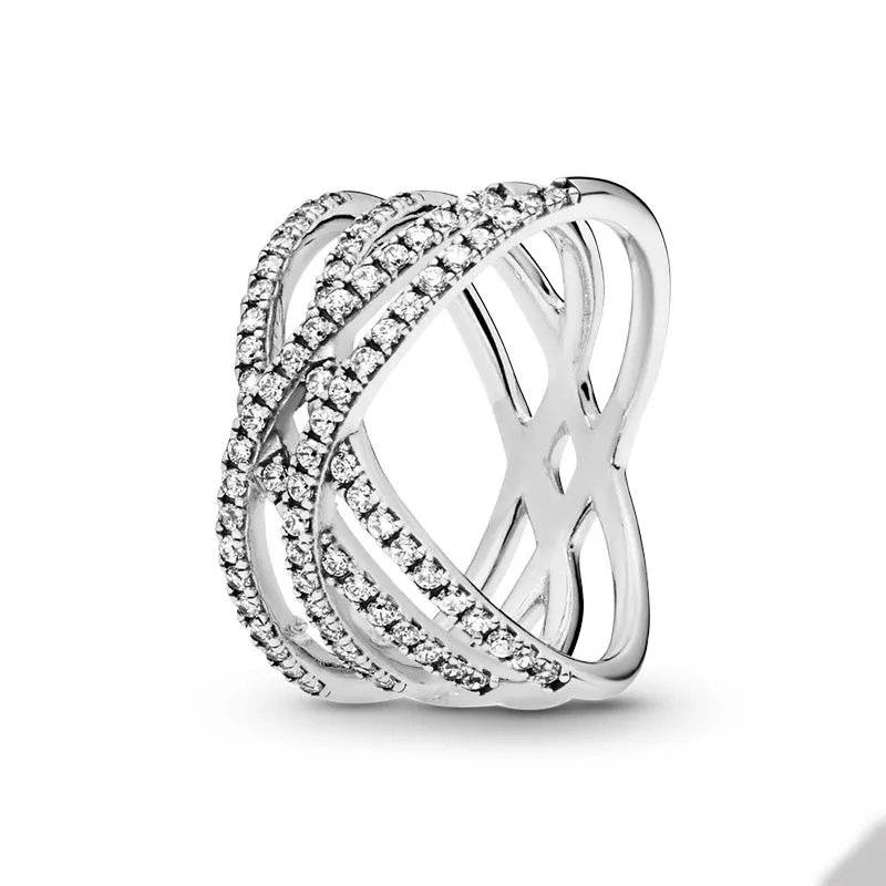 Blśrutowy pierścień linii diamentowej CZ dla Pandroa Autentyczny srebrne srebrne wesele projektant Pierścień Biżuteria dla kobiet Zestaw podarunkowy dziewczyny z oryginalnym pudełkiem