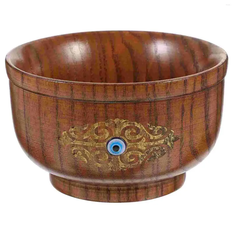 Bowls Decor Practical Wood Bowl Noodle Jujube Natural Container Wooden Evil Eye Pattern