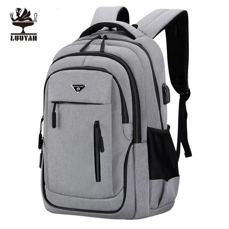 Schultaschen Große Kapazität Rucksack Männer Laptop Rucksäcke 15,6 Oxford Schwarz Solide Hohe Schule Taschen Teen College Boy Gril Student Rucksack 231031