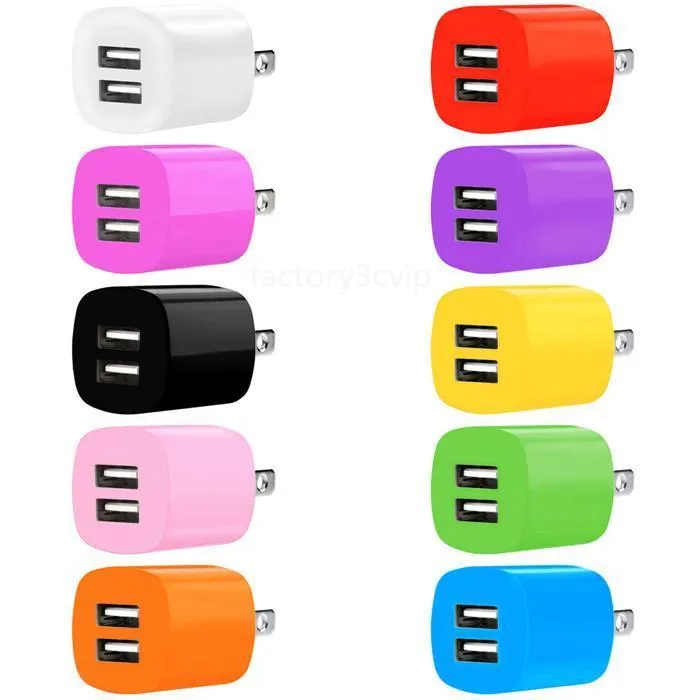 USB Phone chargers 2.1A Dual ports US Eu Ac home wall charger plug adapter for iphone 15 12 13 14 samsung s6 s7 edge power plugs B1