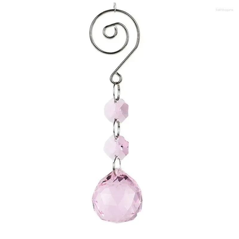 Lustre en cristal 5,1 "(H) 6 pièces de perles octogonales roses avec une boule à facettes en verre pour lustres, pièces de lampe/décoration d'arbre de Noël