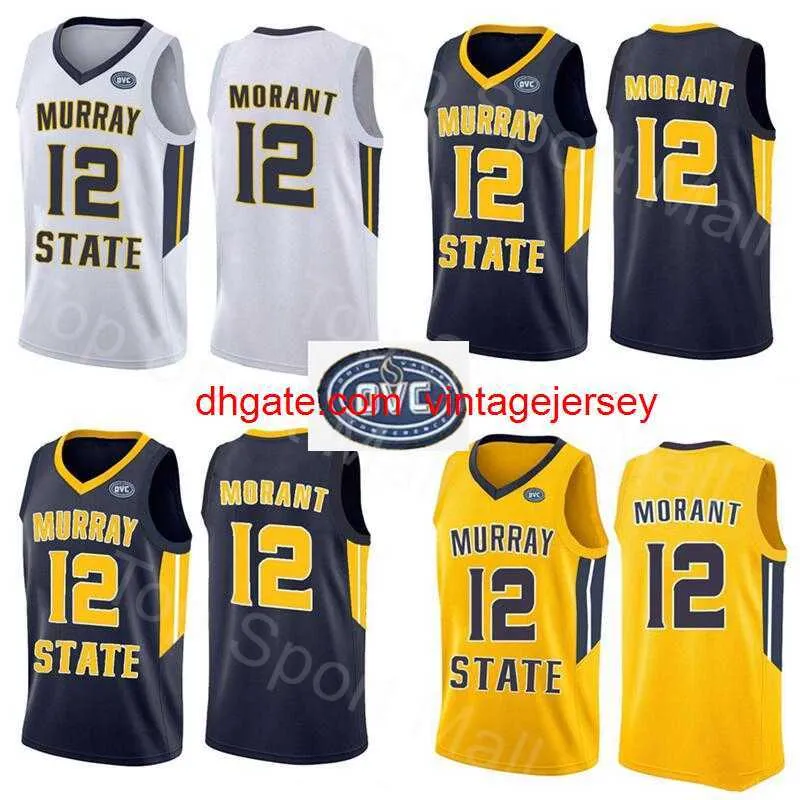 NCAA Murray State Racers 12 Ja Morant Jersey Temetrius Jamel College Basketbol Gömlek Sarı Mavi Beyaz Ovc Ohio Vadisi Giyiyor