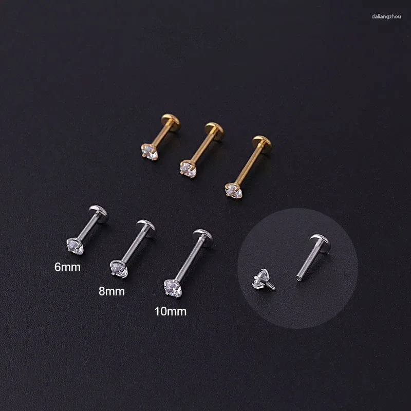 Boucles d'oreilles en acier inoxydable pour femmes, 1 pièce, Piercing Tragus cristal Labret, clous d'oreilles Cartilage, bijoux pour le corps, cadeau