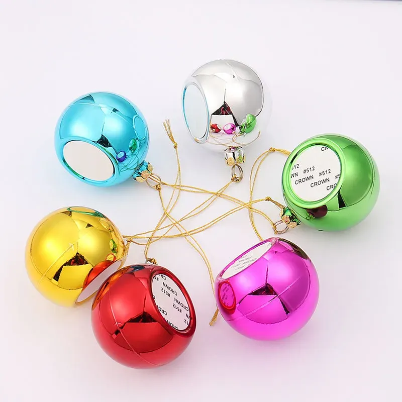 DIY Party Supplies Christmas Tree Pendants Sublimation Electroplate Plastic Christmas Balls Festival Decoration 80mm och 60mm ZZ