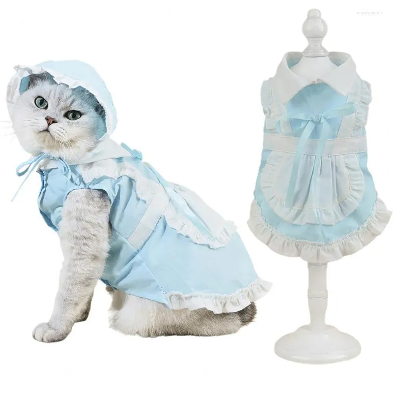 Katzenkostüme 1 Set Beauty Pet Maid Outfit Entzückendes Cosplay Ärmelloses Hundekleid mit Hut