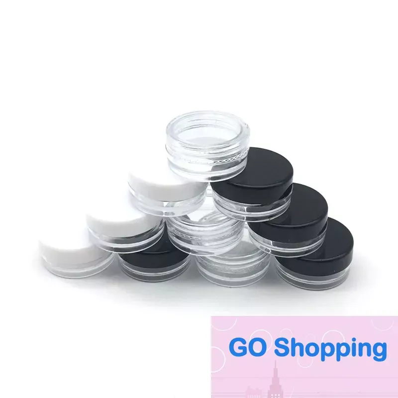 Lip Balm Containers 3G/3ML Clear Round Cosmetic Pot Jars with Black Clear White Screw CapSimple
