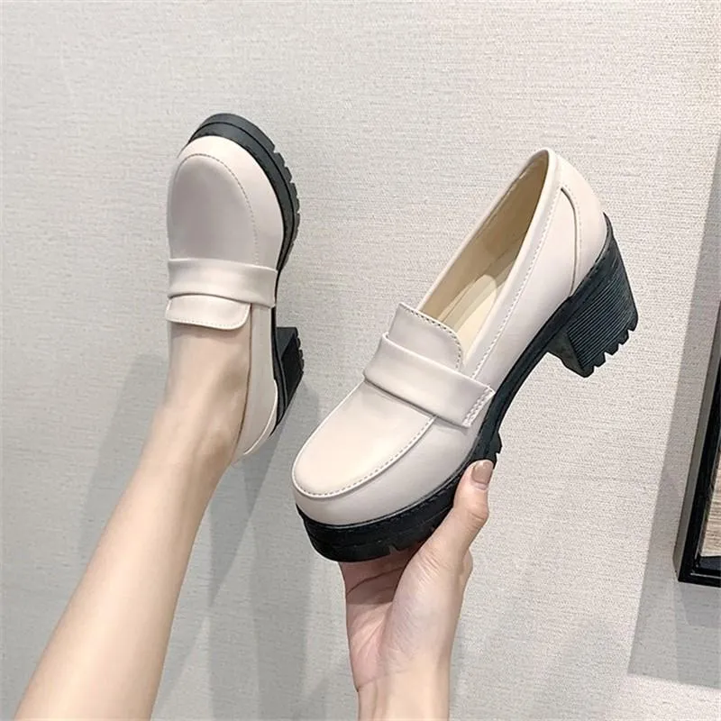 Dress Shoes Japanese Retro Daily Lolita Jk Girl's Heightening Mori Basic Women Heels Uniform Cosplay Student Platform High 6.5 Cm