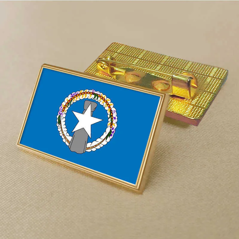 Party Northern Mariana Islands State Flag Pin 2.5*1,5 cm zink gjuten PVC färgbelagd guld rektangulär rektangulär medaljongemblem utan tillsatt harts