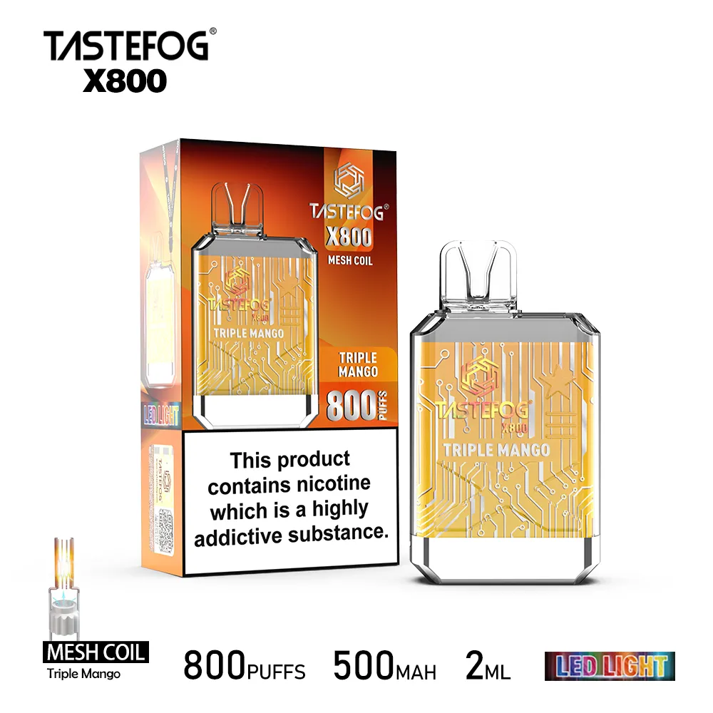 China Tastefog Ilite Puffs 800 wegwerp vape wegwerp elektrische sigaret fabriek groothandel OEM met LED-flitslichten 20 smaken TPD RoHs CE goedgekeurd