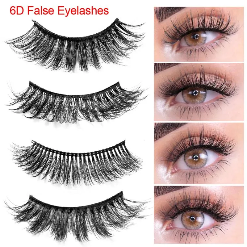 False Eyelashes 1 Pairs 6D Synthetic Hair Lashes Natural Dramatic Volume Fake Makeup Eyelash Extension Silk