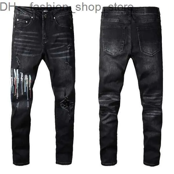 Herrenjeans Designer Purples Herren Denim Stickerei Hosen Mode Löcher Hosen US Größe 28-40 Hip Hop Distressed Zipper Hose für Männer 2022 Top Verkauf 7 108W