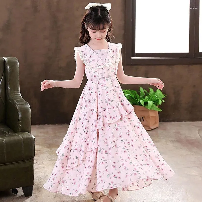 Girl Dresses Summer Floral Dress Lolita Child Girls Casual Maxi Children For Teens 14 15 Year Party Princess Sundress