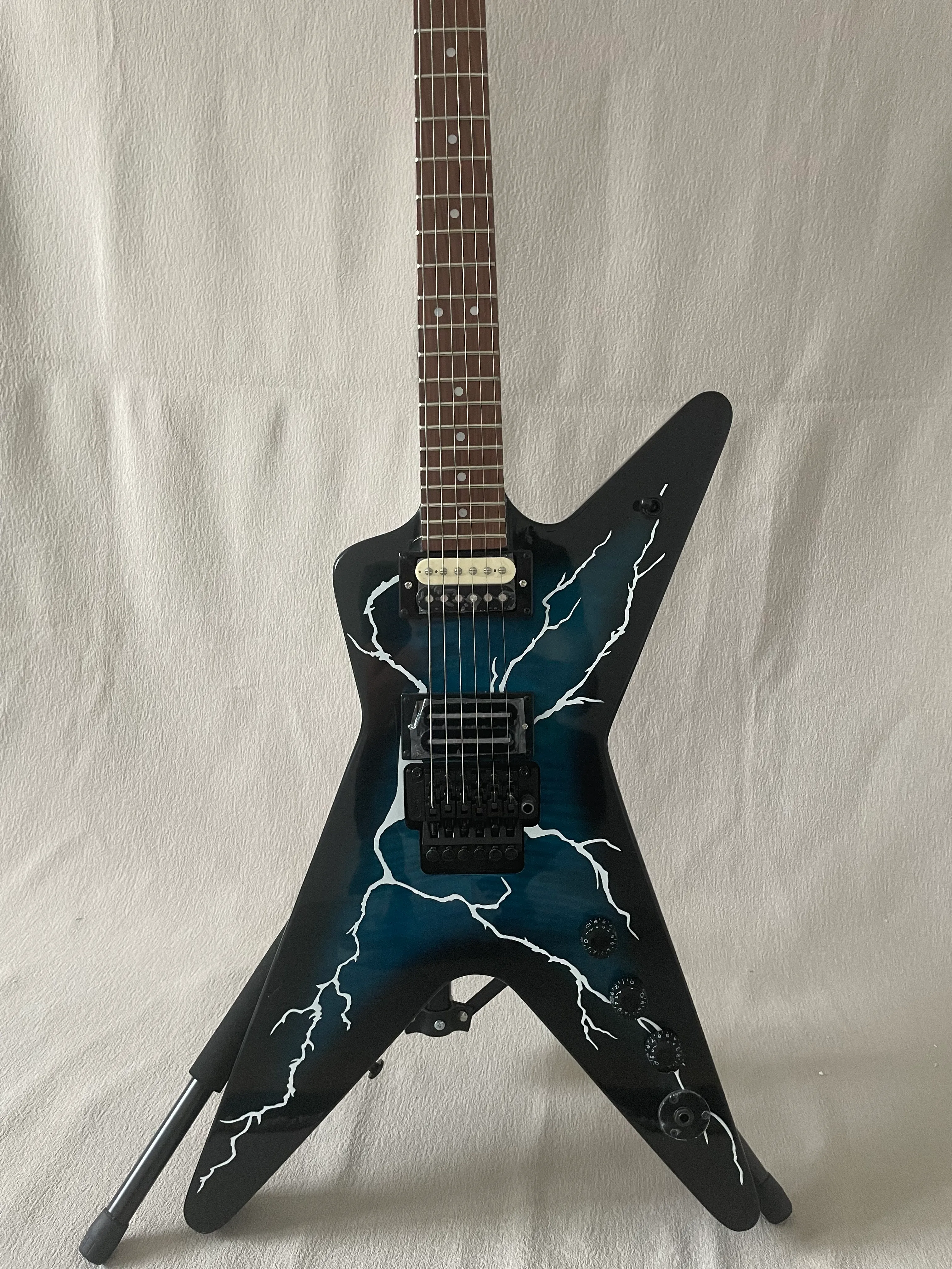 Высококачественная электрогитара Dimebag Signature Model, двойное вибрато, темно-синяя панель