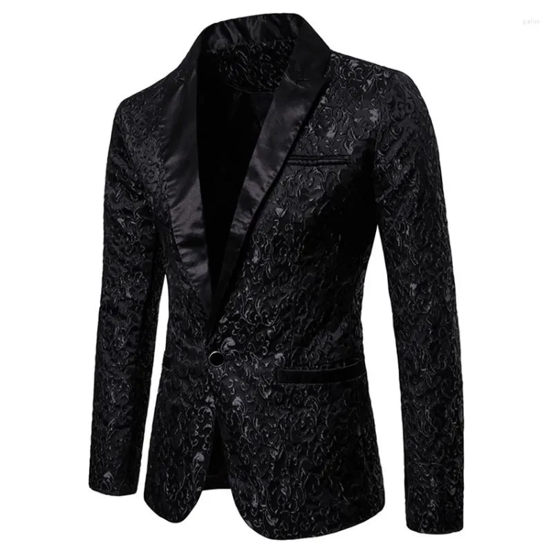 Ternos masculinos usam outono e inverno masculino vestido de festa floral terno elegante jaqueta casamento homens baile smoking roupas homem casaco