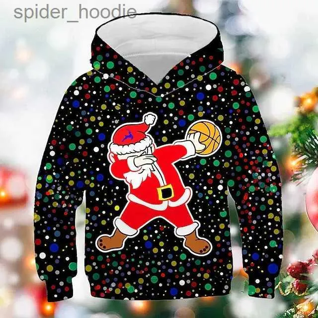 Herrtröjor tröjor barn pojke jul hoodie pullover santa claus älg julgran långärmad barn topp julklappar hoodie vinter aktiv l231101