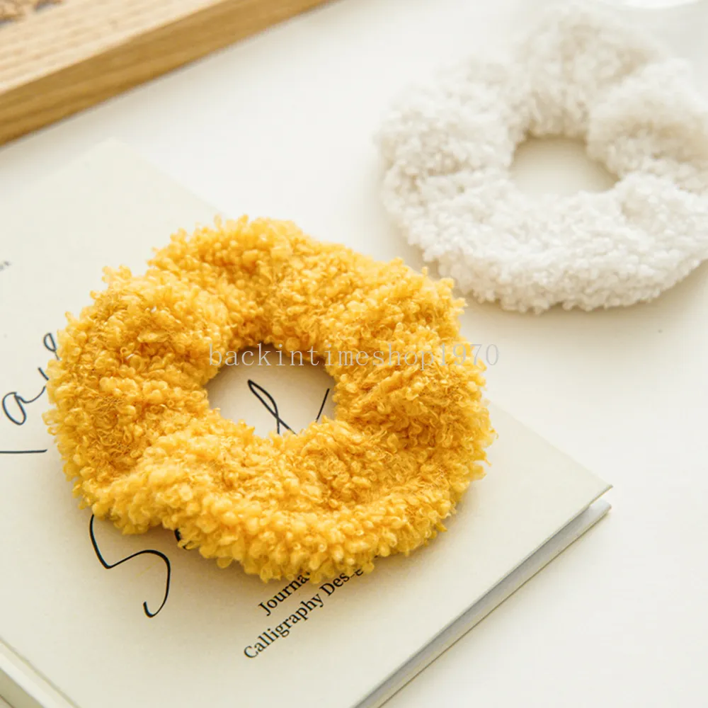 Korean Lamb Wool Scrunchies Plush Fluffy Hair Rope Ties Hair Accessories Warm Elastic Hair Band Ponytail Holder Hair Rubber Band