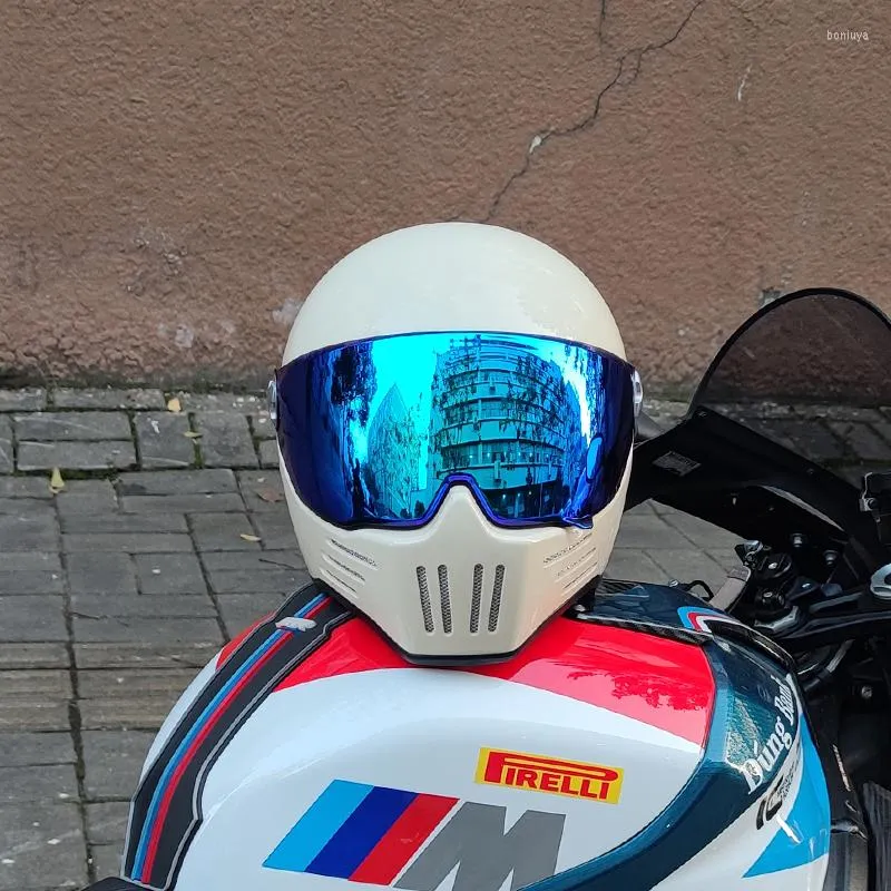 Motosiklet Kaskları Kadın Erkek Kask Retro Scooter Binicilik Güvenlik Koruyucu Kişilik Şapkası Motokros Cascos Para Moto