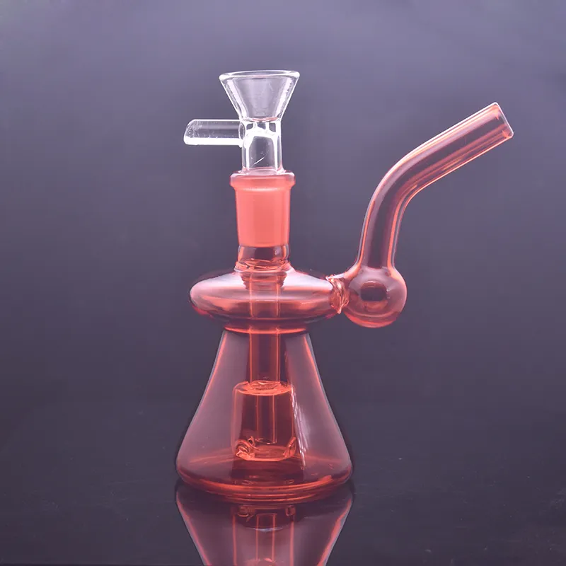 Hand Smoking Water Pipe Glass Bong Dab Rig Hookahs Recycler Bubbler with 14mm Male Dry Herb Bowl Smoking Accessories 2pcs