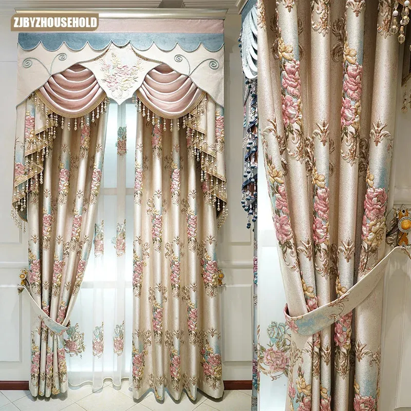 Curtain High Precision Curtains for Bedroom Villa Window Living Room Embroidered Gauze 3D Floral Girl 231101