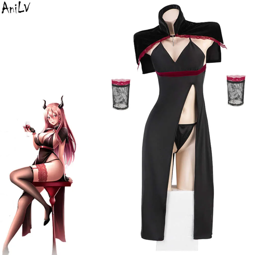 Animie anime ciemna czarna sukienka mundur mundur kostium Halloween kobiety demon cheongsam strój cosplay cosplay