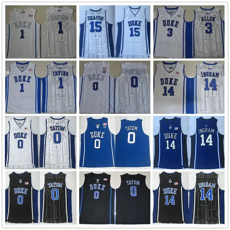 NCAA Duke Blue Devils College Jersey Kyrie 1 Irving Jahlil Zion 1 Williamson 3 Allen Brandon 14 Ingram Jayson 0 Tatum Basketball Jerseys Pao