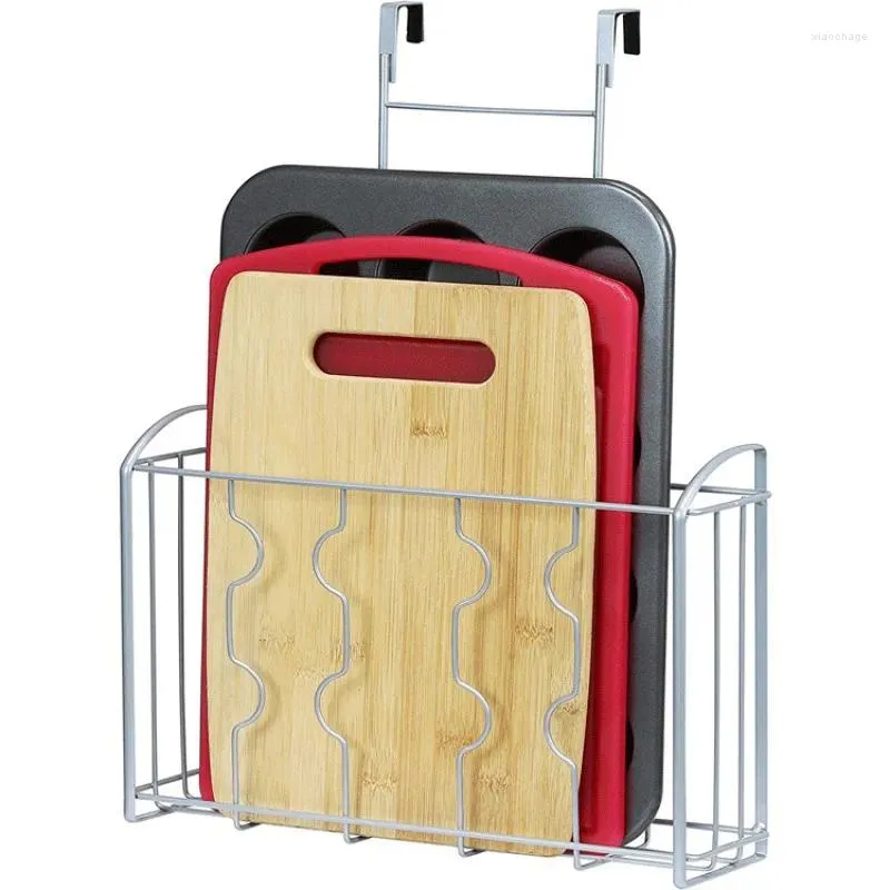 Hooks Hanging Basket Kitchen Cabinet Door Organizer Holder Shelf Wall Mounted Towel Bar Bathroom Supplies