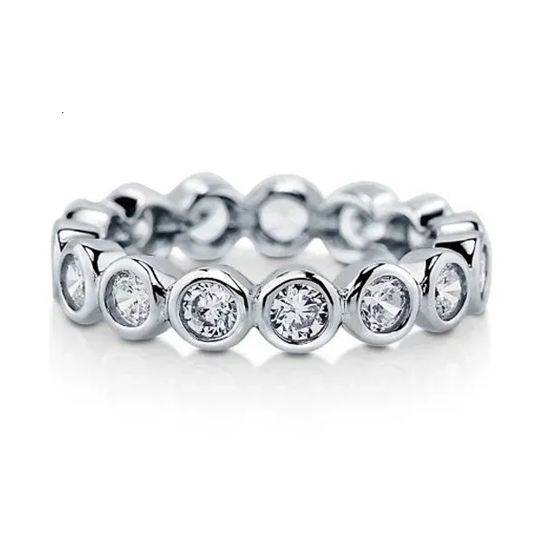 Solitaire Ring Echt 925 Sterling zilver maat 5 6 7 8 9 vrouwen stapel bezel setting cz band cirkel zilveren ring 231031