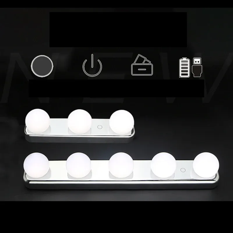3 5 żarówki LED Bogotaż Vanity Light USB Stepless Dimming Making Mirror Light Kolor Regulowana lampa ścienna