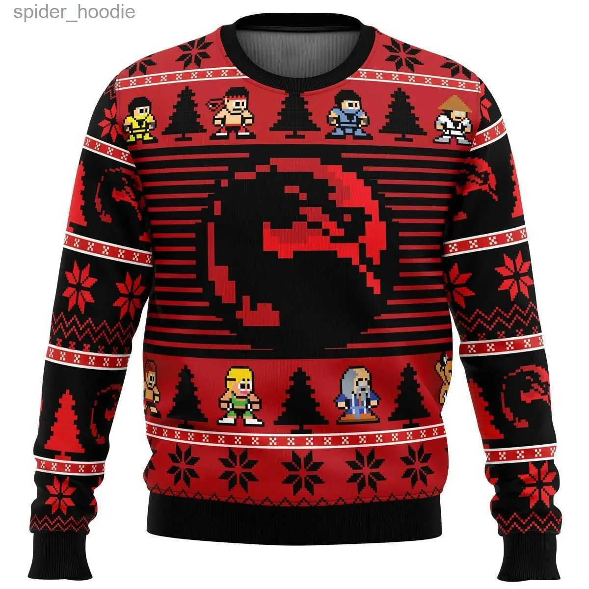 Moletom Com Capuz Masculino Moletons Mortal Kombat Finish Him Suéter Feio De Natal Presente Papai Noel Pulôver Masculino Moletom 3D E Top Roupas De Outono E Inverno L231101