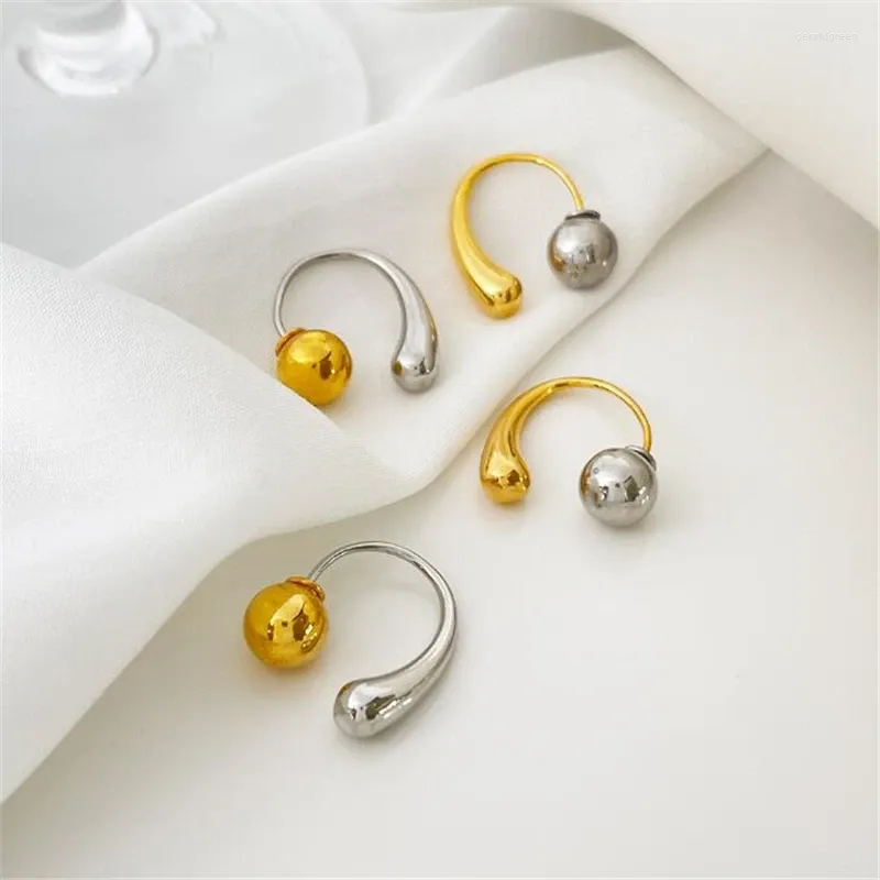 Stud Earrings Fashion Real Gold Color Plated Glossy Waterdrop For Women Copper Geometric Ball Woman Jewelry Gifts