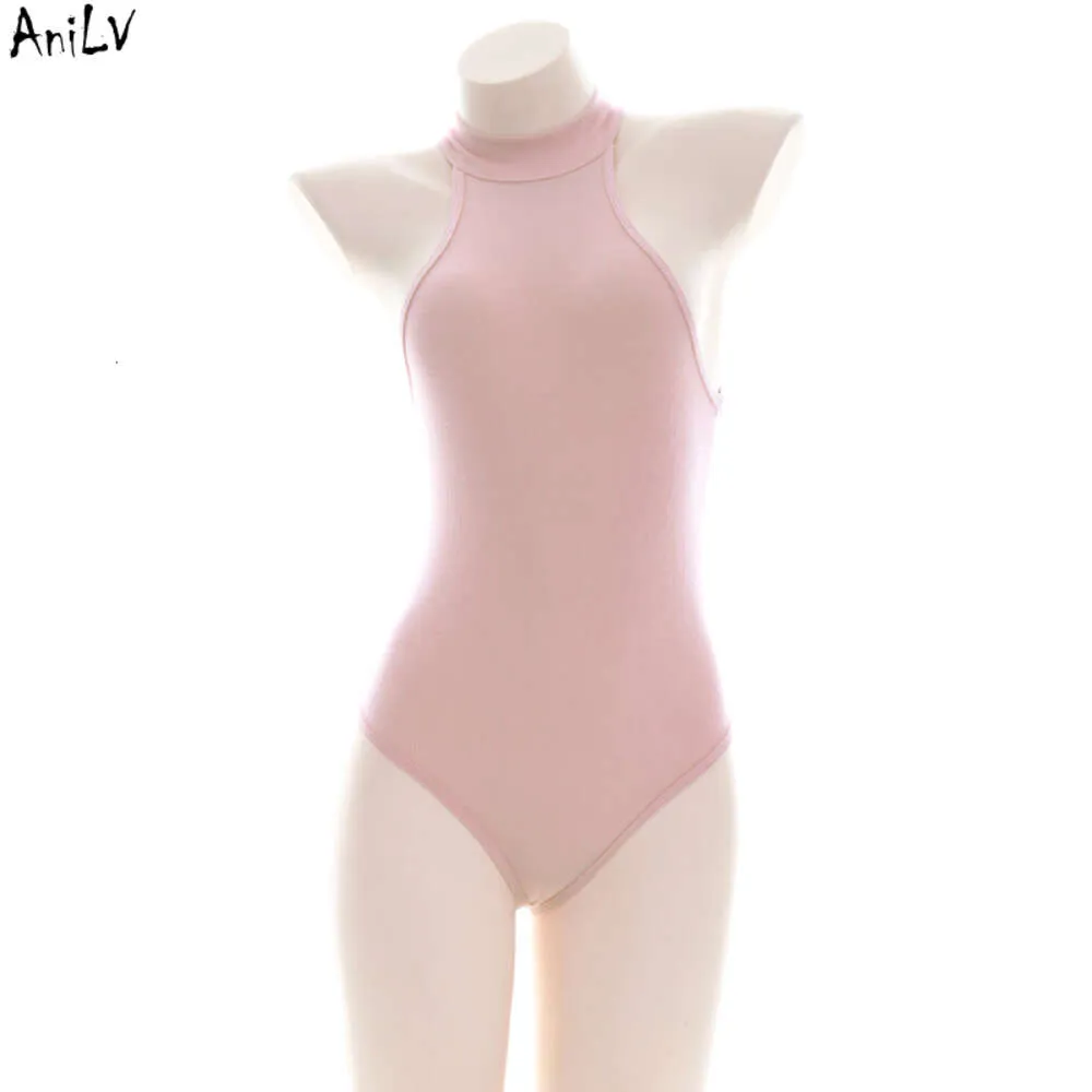 Ani bonito loliat menina rosa apertado collant traje de banho de uma peça traje de verão praia gola alta bodysuit roupa de banho uniforme cosplay cosplay