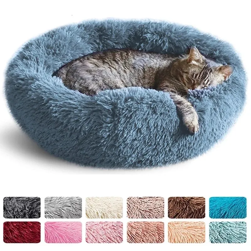 Kattbäddar möbler runda katt säng hundar säng hus kennel husdjur matt mjuk lång plysch mat husdjur varm korg kudde katter hus soffa maskin tvätt kennel 231101