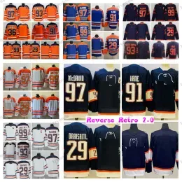 2022 Reverse Retro 97 Connor McDavid Hockey Jerseys 99 Wayne Gretzky 29 Leon Draisaitl 93 Ryan Nugent-Hopkins 91 Evander Kane 36 Jack Campbe