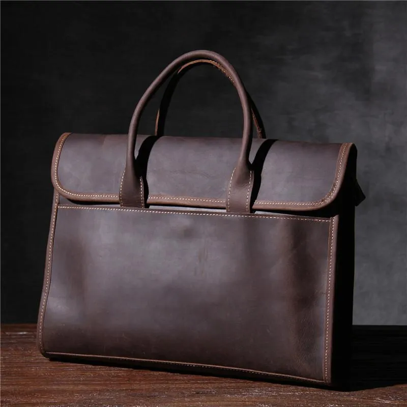 Aktetassen retro casual heren echte lederen aktetas bovenste laag koehide handtas schouder messenger tas craze paardencomputer Bagbriefca