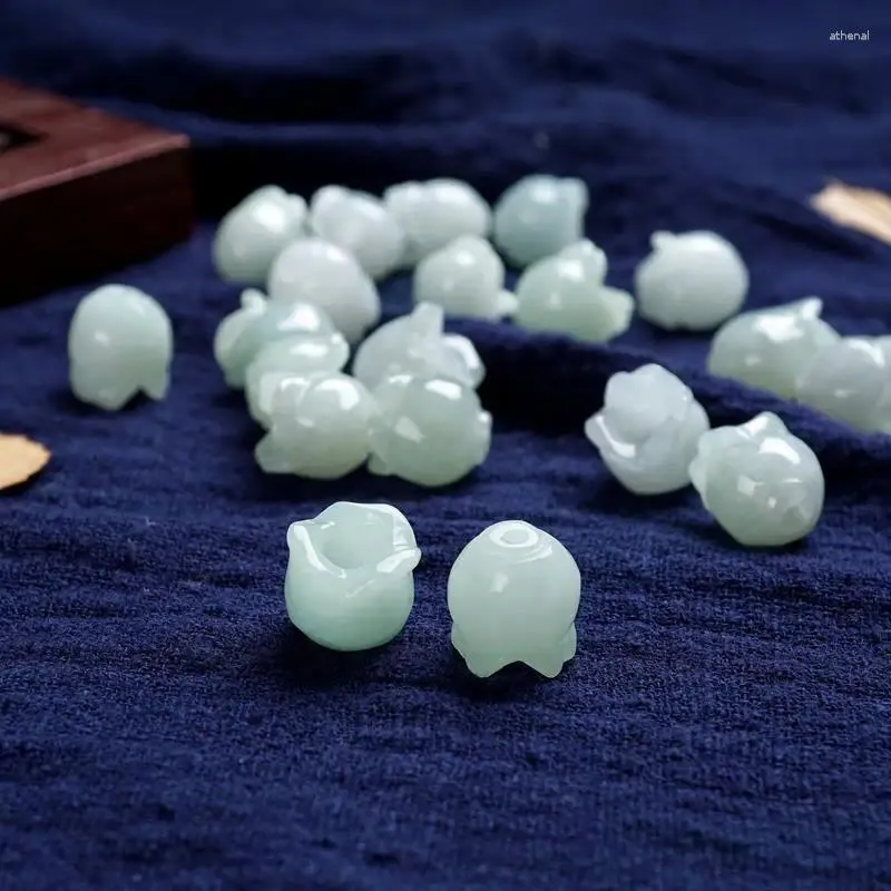 Pierres précieuses en vrac naturel Myanmar jadéite fleur d'orchidée perles de jade pour la fabrication de bijoux bracelet à bricoler soi-même breloques collier pendentif boucles d'oreilles