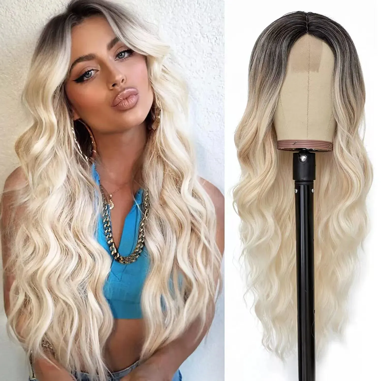 Deep wave free part full lace wig 10” SEMMELY Loose Deep Wave 13x4 Lace Frontal Wig 22 inch  main image 2