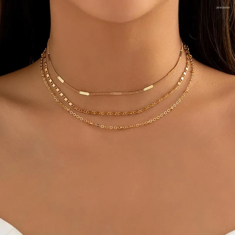 Choker lacteo eenvoudige 3 stcs/set gouden kleur korte ketting ketting voor vrouwen sieraden geometrische charme dun op nek geschenken feest