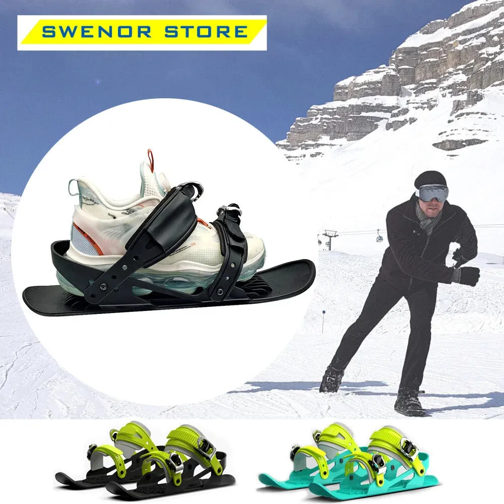 Snowboard Sci Adulti Mini Sci Pattini da neve Mini Skiboard corto Snowblade Attacchi regolabili Scarpe da sci portatili SnowBoard Outdoor 231101