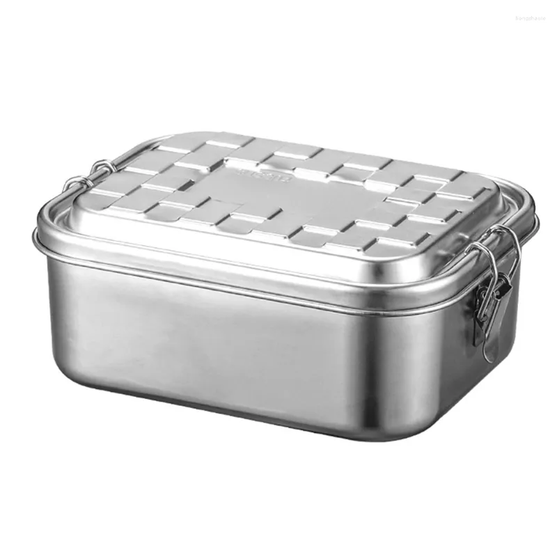 Dinnerware Sets Box Lunch Bento Stainless Steel Container Containers Metal Compartments Snack Handle Containe Camping Be Tiffin Work Single