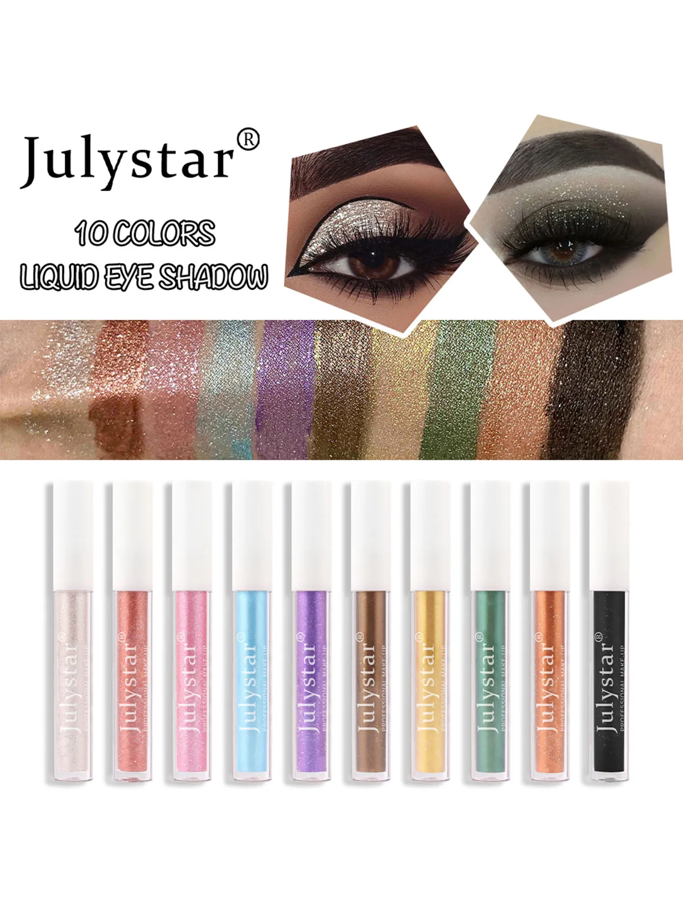 Ombretto liquido polarizzante a 12 colori Impermeabile a lunga durata Shimmer Shine Ombretto metallico Cosmetico per occhi