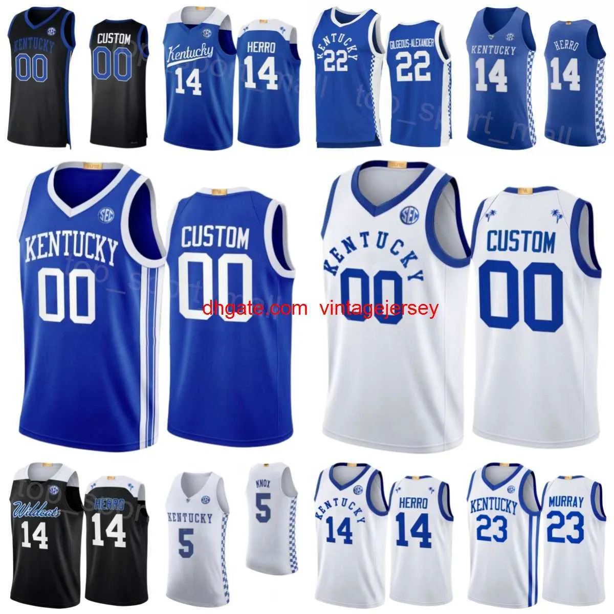 Collège de basket-ball 23 Jamal Murray Jersey Kentucky Wildcats 25 PJ Washington 14 Tyler Herro 5 Kevin Knox II 22 Shai Gilgeous-Alexander cousu NCAA