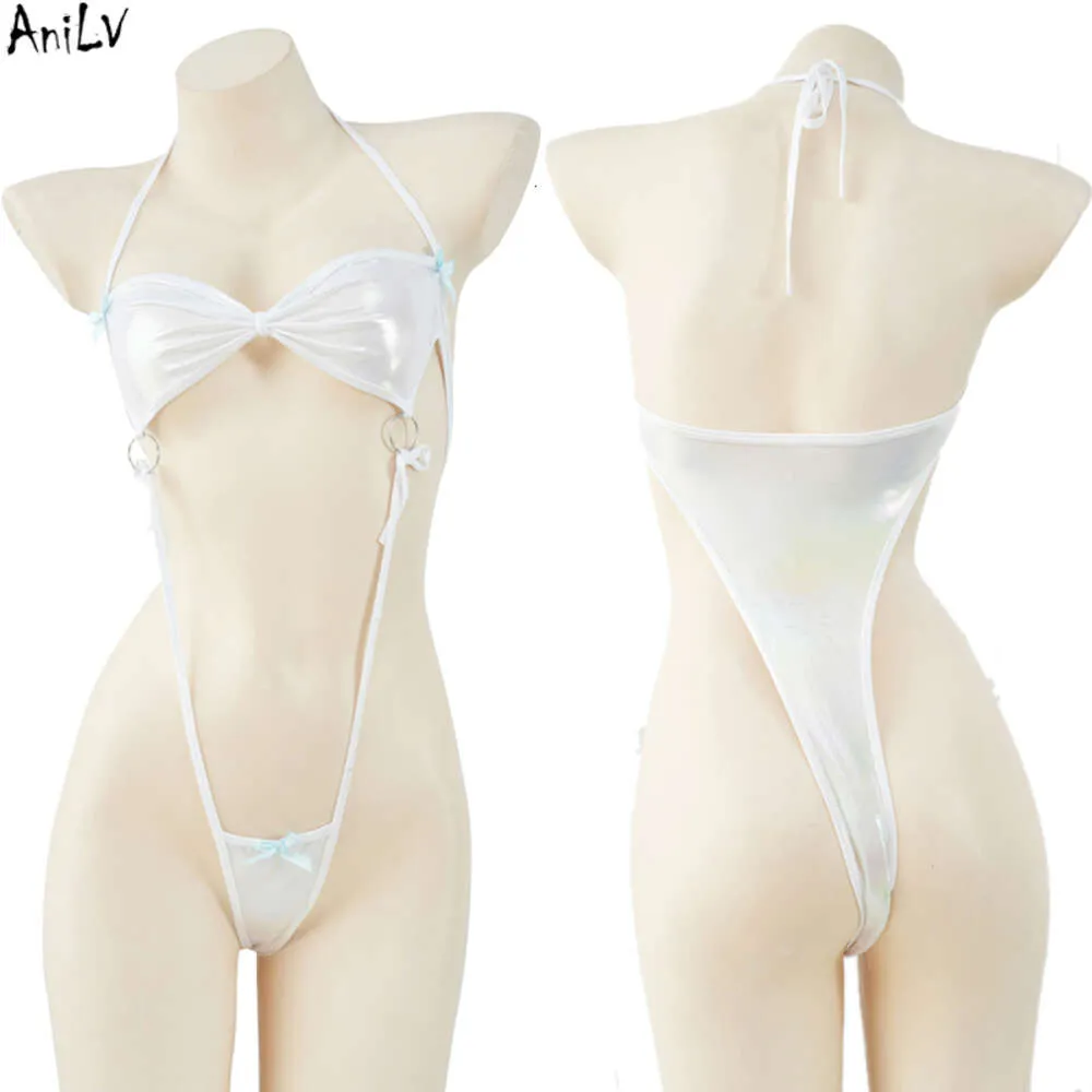 Anime Girl Cosplay Swimsuit Laser Bow One Piece Bodysuit, Kawaii