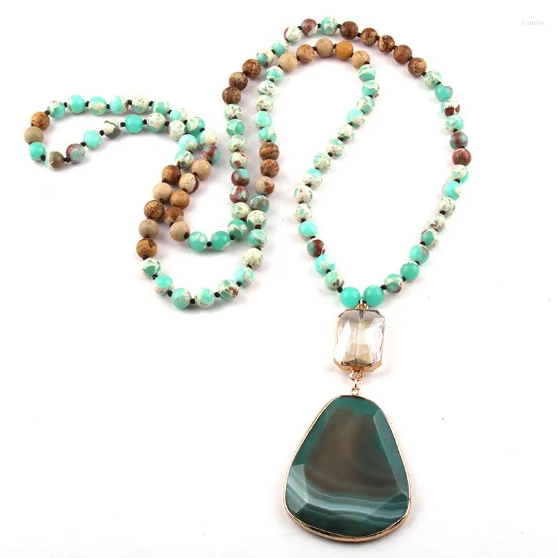 Pendant Necklaces Fashion Jewelry 108 Beads Multi Stone Knotted Crystal Link Facet Drop Necklace Wome Yoga