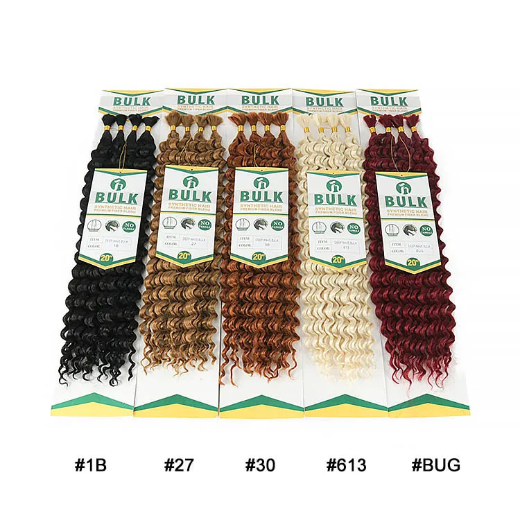 Pre Stretch No Weft Deep Wave Bulk Hair Synthetic Hair Bulk For Boho Box Braids Hair Extensions