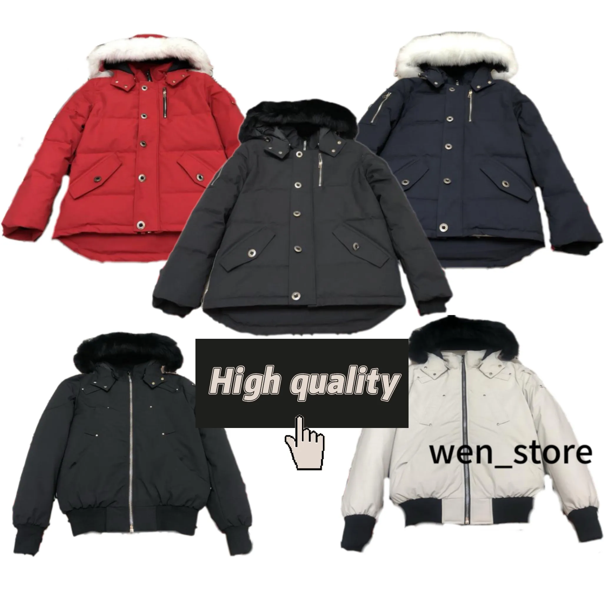 Moose Canada Men s Jacket Knuckles Jacket Coats High Real Mens Canadian Men 06 Style and Black Fur White Duck Down