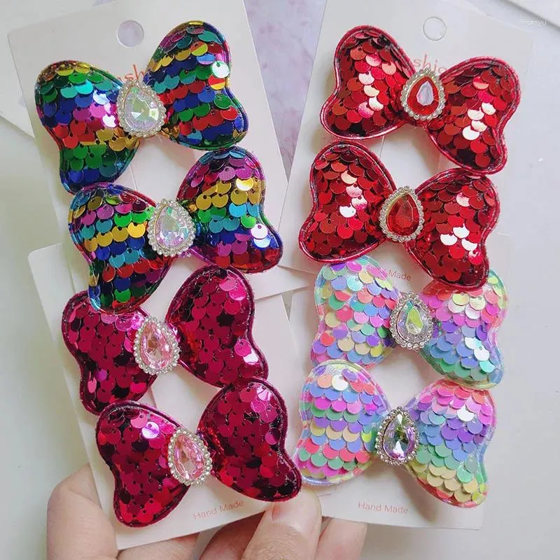 Hårtillbehör 2st Princess Sequin Diamond Bow Girls Lovely Hairpins Children Headwear Hairprip Clips Barrettes