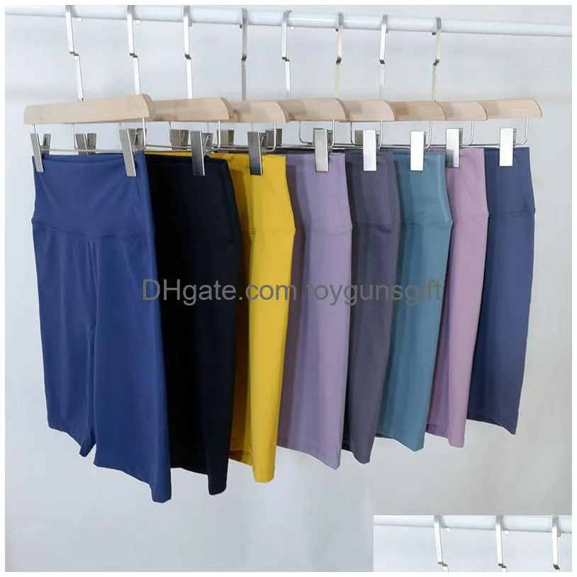 Pantaloncini da yoga da donna Pantaloni Fitness Corsa da strada Estate Splicing netto Sensazione di nudo fuori Vita alta Traspirante Vendita Consegna di goccia Dh8Yo