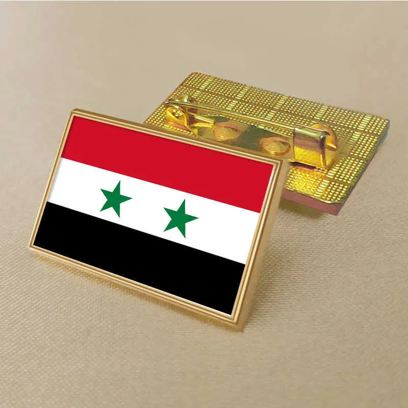 Party Syrian Arab Republic Flag Pin 2,5*1,5 cm zinklegering Die-Cast PVC Färgbelagd guld rektangulär medaljongmärke utan tillsatt harts